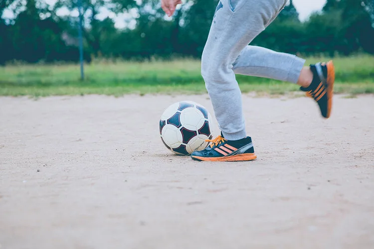 Virtual learning student playing soccer