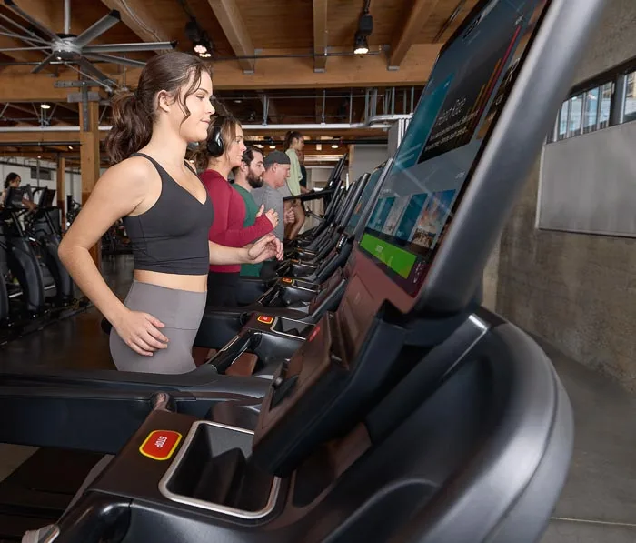 Cardio equipment in use