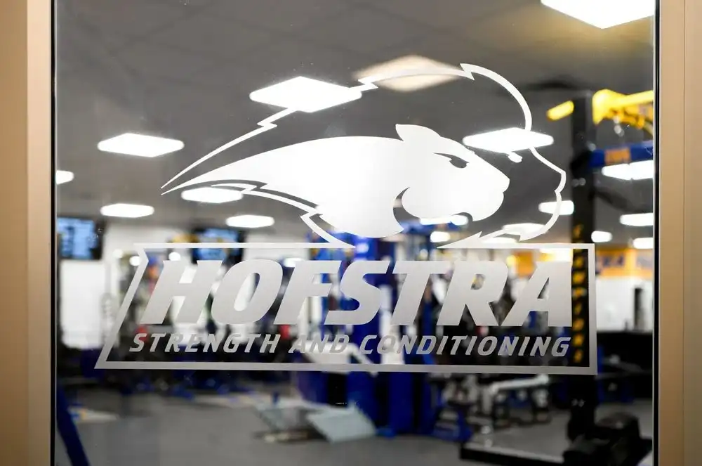 Branded fitness equipment at Hofstra University