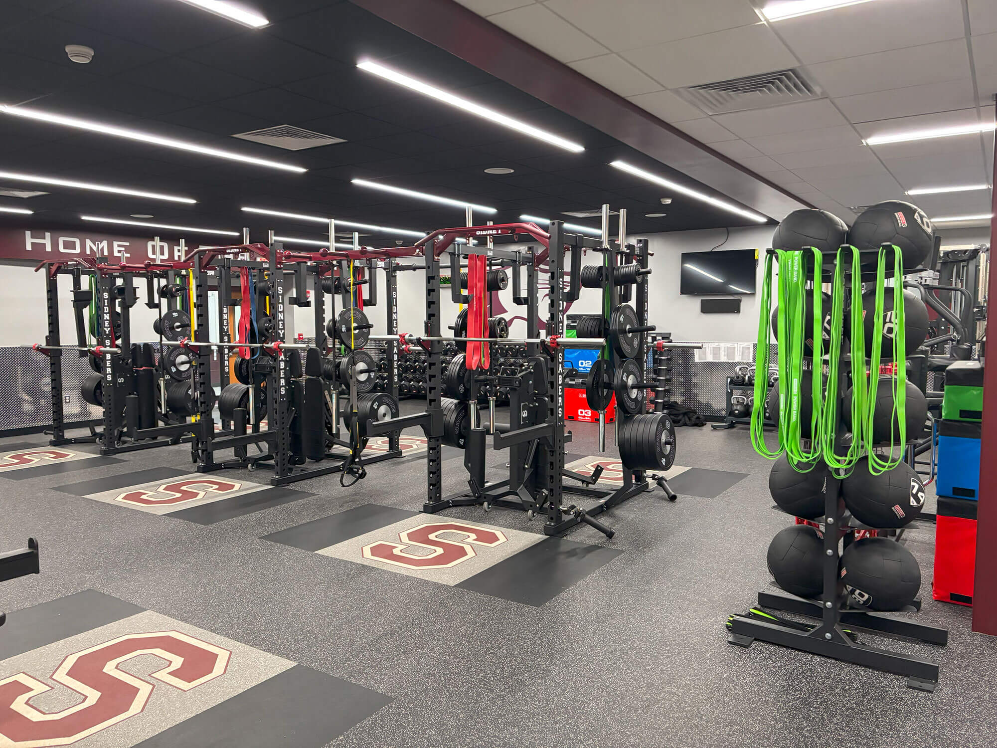 Sidney High School branded gym equipment