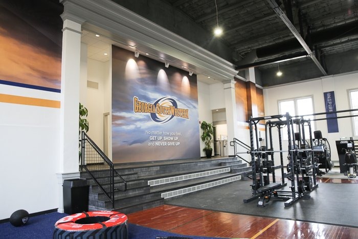 Georgia Southwestern logo gym mat
