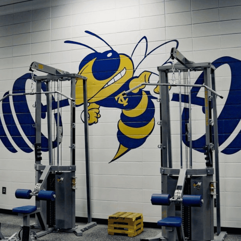 Thomas Country Central High School branded gym equipment