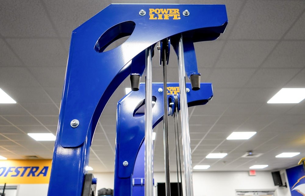 Branded fitness equipment at Hofstra University