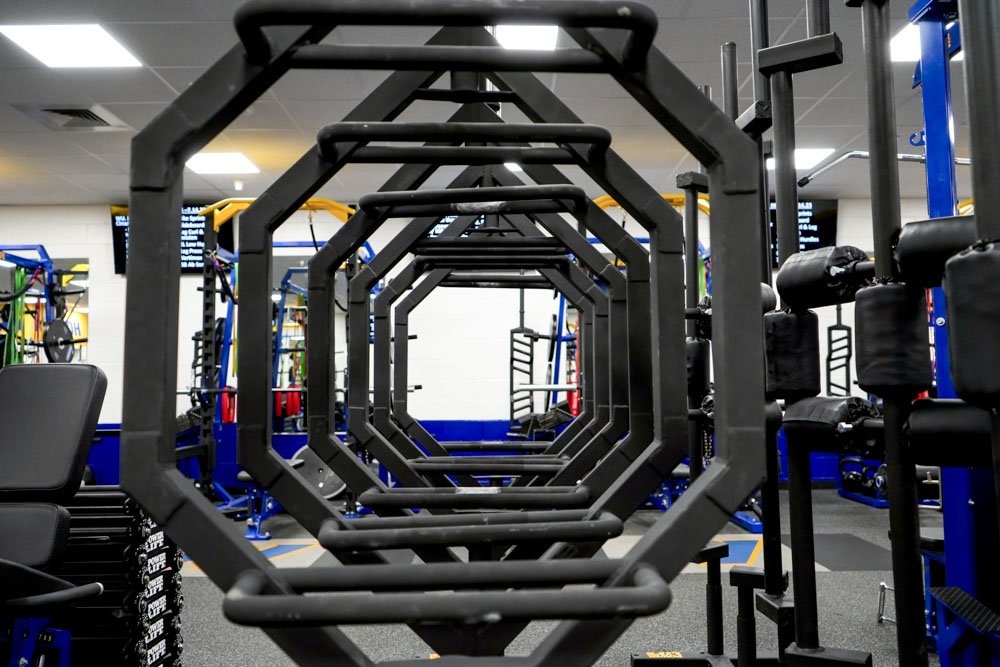 Branded fitness equipment at Hofstra University