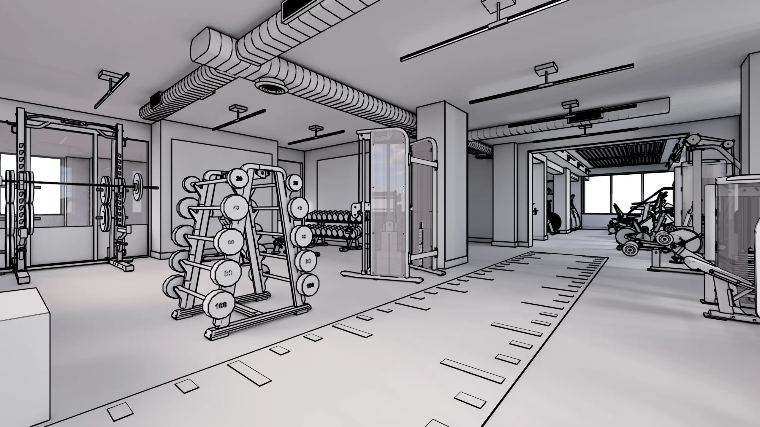 3D rendering of fitness studio